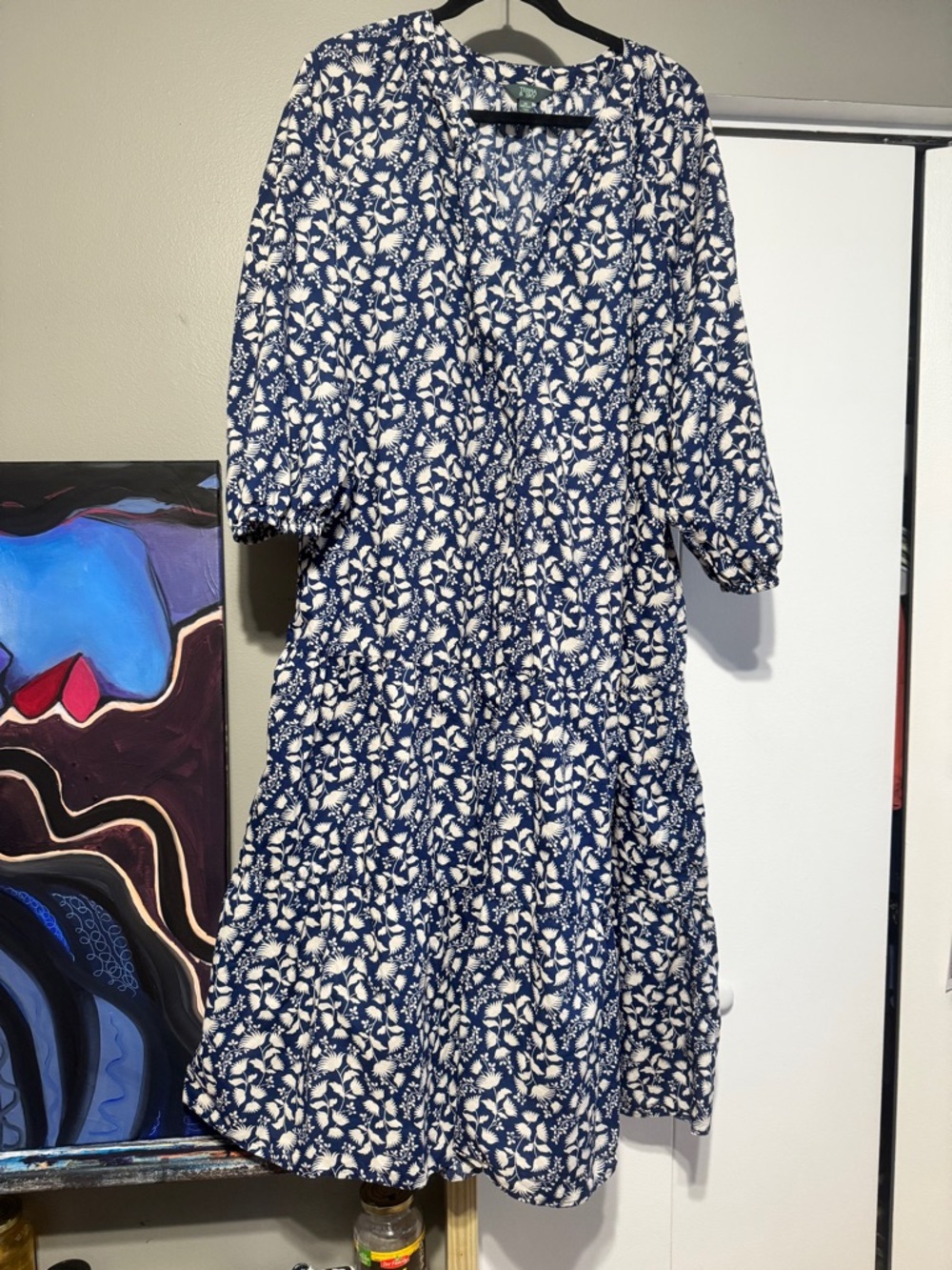 ✨ Terra & Sky Navy Floral Tiered Maxi Dress 2X (20W-22W) | Breezy Summer Boho - Picture 1 of 9